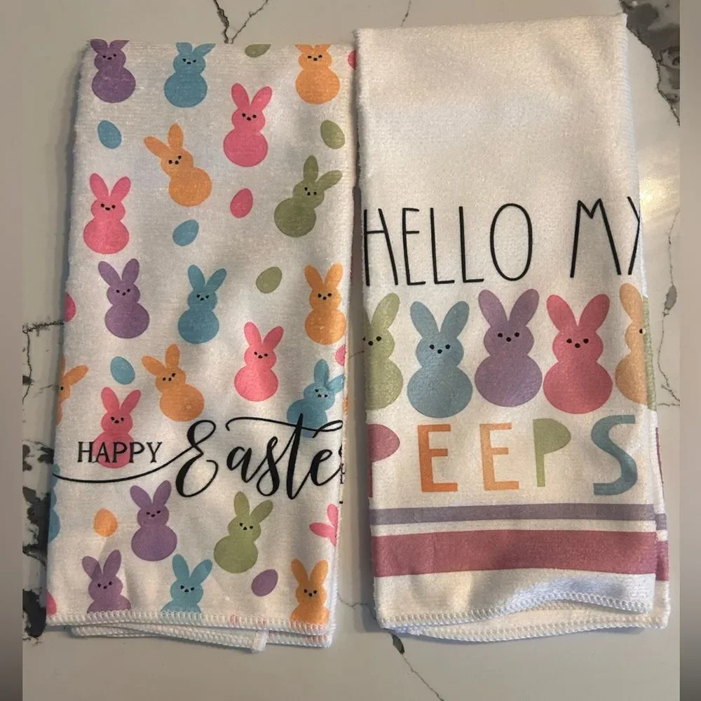 Colorful Easter Bunny kitchen Towels